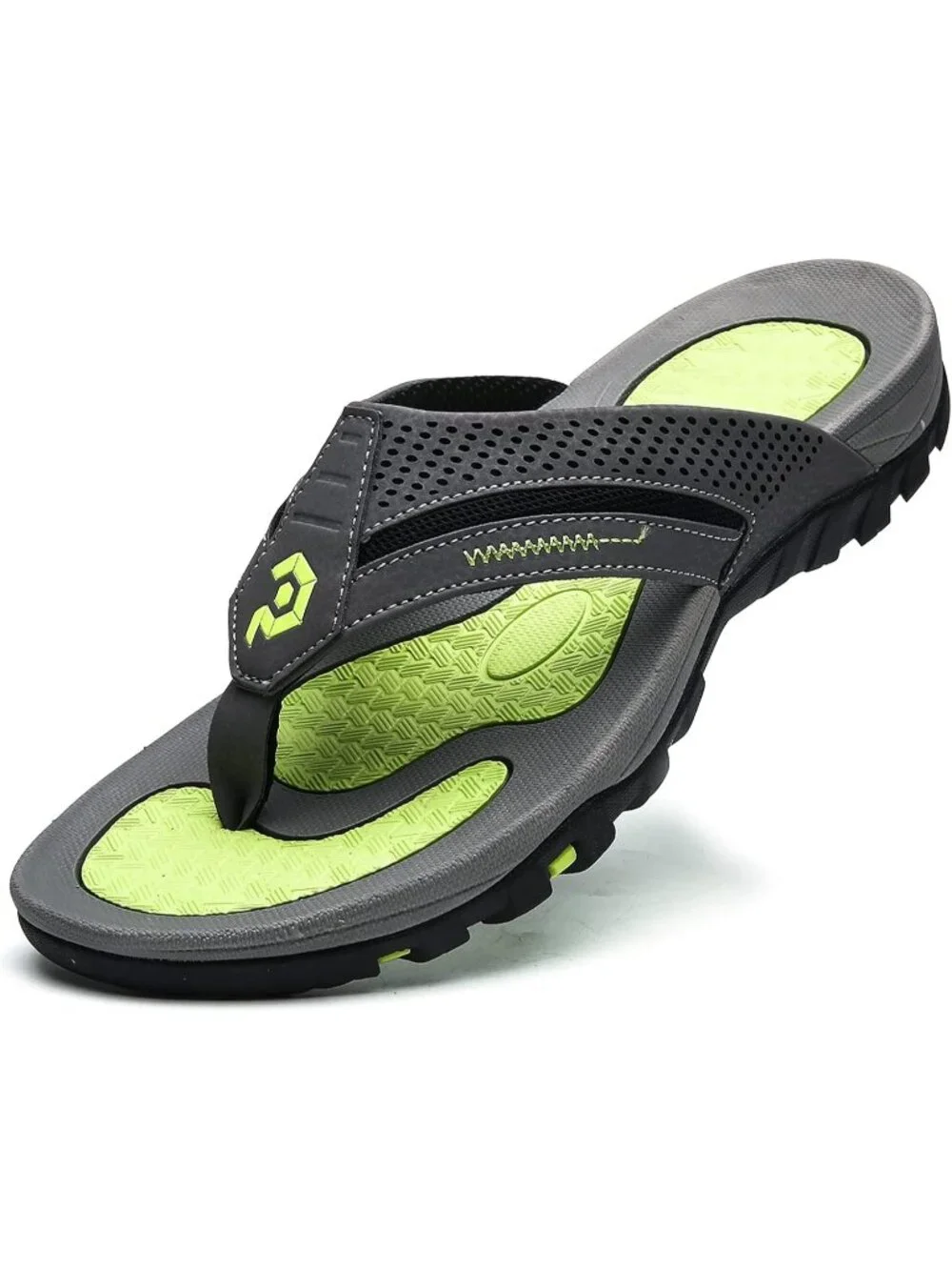 Men's Grey Flip-flops Thongs Sandals Durable Comfort Slippers For Casual